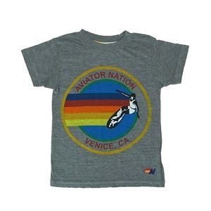 kids aviator nation tee- heather grey- size 12
